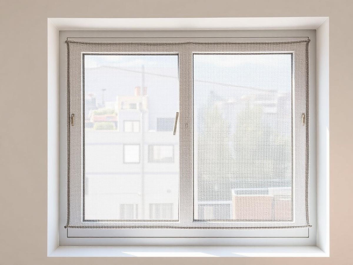 Window with bird protection net installed
